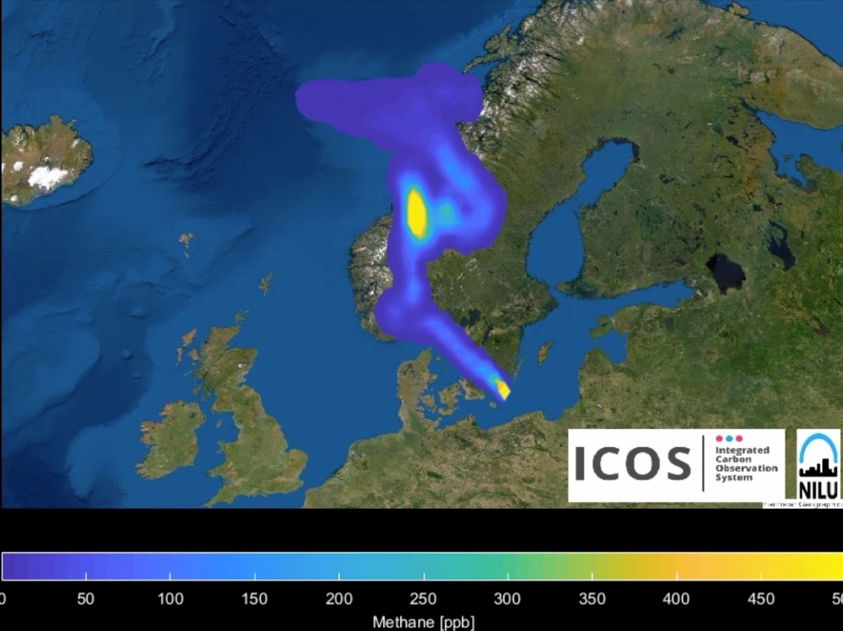 Within days from the gas pipe leak, NILU researchers modeled how the additional methane moved in the atmosphere. See the full video here: https://www.icos-cp.eu/event/1221. Model prepared by Sabine Eckhardt, NILU.