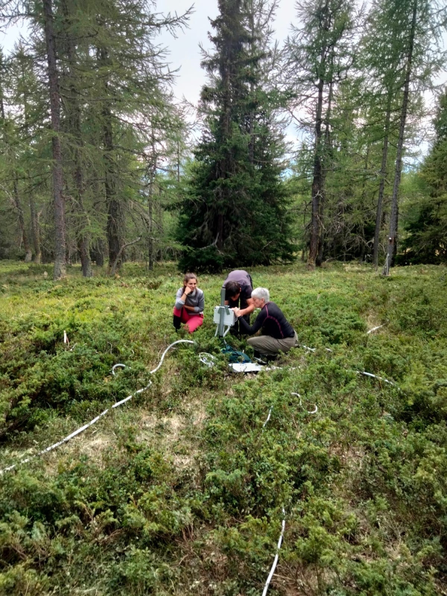 Installation phases at Torgnon larch forest with CMCC and CNR. Photo by Marta Galvagno.