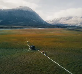 aerial view of Zackenberg Fen research station in Greenland