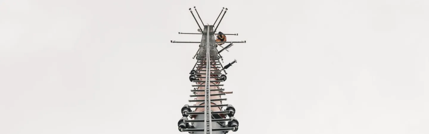 View looking up a tall measurement mast.