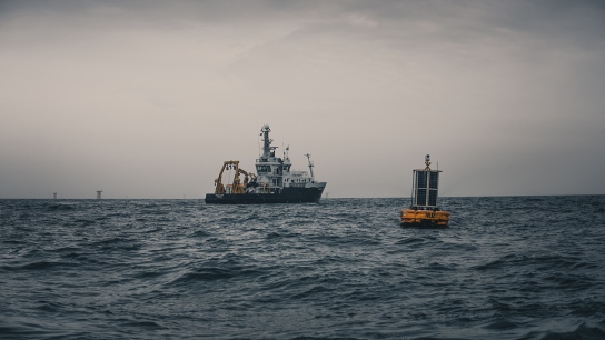 Ocean ship and buoy