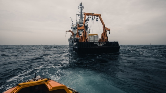 Simon Stevin research vessel at sea in Belgium 